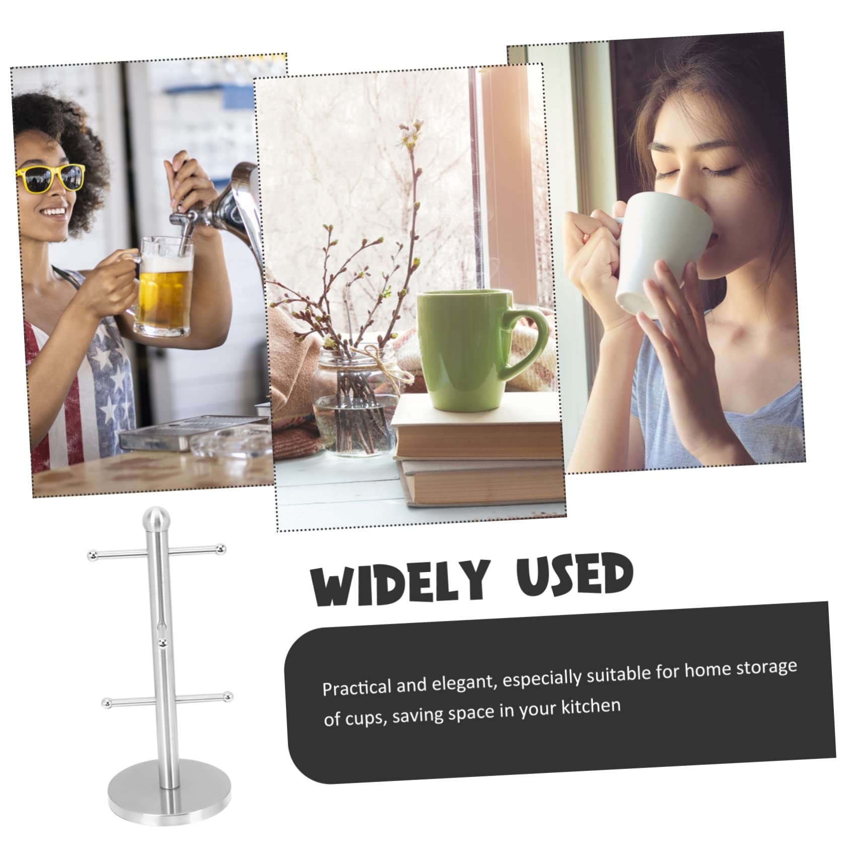 Edelstahl Tassenbaum Organizer Ständer mit Mehreren Stangen, Silber | Kaffeebecherhalter für Theke, Teetassenbaumhalter für Kaffee und Tee Zubehör