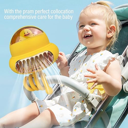 Miniatura 7 de BOHANNE Ventilador de cochecito portátil de 4000 mAh con trípode flexible con clip con 4 velocidades, ventilador USB personal de mano para asiento