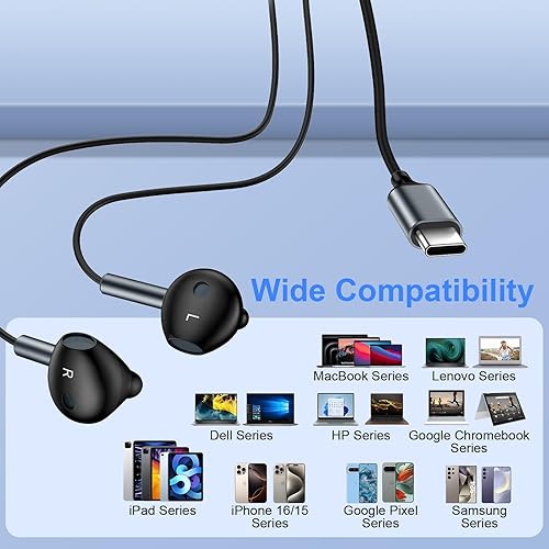 Miniatura 6 de Auriculares USB C con cable para Samsung Galaxy A16 5G A15 A14 A36 A35 S25 Ultra S24 FE S23 S22 S21 S20 A56 A55 A54 A53 Z Fold 7, auriculares tipo C