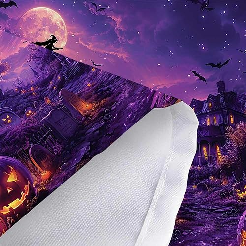 Miniatura 5 de JAWO Cortina de ducha de Halloween para baño, luna llena, noche de miedo, castillo, calabazas, cortinas de ducha con temática de fiesta,