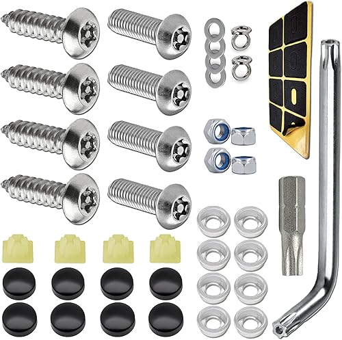 8 tornillos antirrobo, kit de placa de matrícula resistente a manipulaciones, tornillos de placa de matrícula de acero inoxidable para protección de