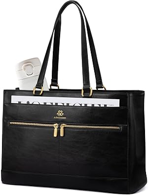 LOVEVOOK Laptop Bag for Women,15.6 Inch Vintage Work Tote Bags for Women,Leather Teacher Bag,Large Handbag Computer Briefcase