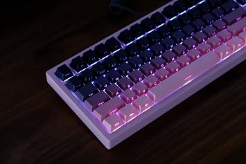 GK GAMAKAY Side Printed Shine Through PBT Keycaps Cherry Profile, 135 Keys Doubleshot Keycaps Set, Minimalist Style for 61/68/75/84/87/96/98/100/104/108 Layout Mechanical Keyboard Gradient Pink