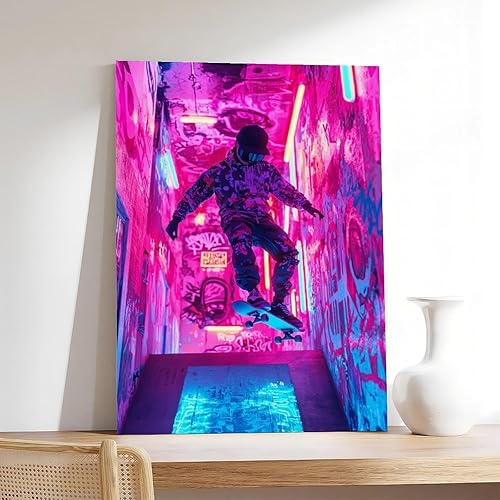 Miniatura 7 de Retro Cyber Skater Wall Art  Y2K Punk Poster for Cool Teen Room Decor & Gamers Poster Print Decorative Painting Canvas Wall Art Living Room Posters