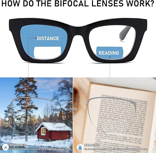 Miniatura 3 de REAVEE Paquete de 3 lentes de lectura bifocales para mujer, estilo Oprah multifocal, a la moda, lindos lectores cuadrados con bisagra de resorte