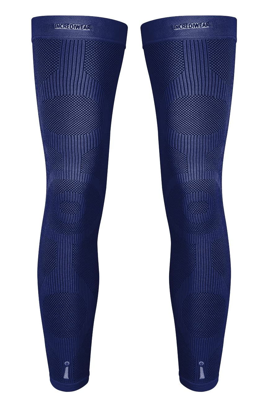 Incrediwear Leg Sleeve 2pk – Full Length Long Leg Sleeve for Leg Pain Relief & Muscle Recovery, Helps Reduce Swelling & Inflammation, Promotes Circulation, Leg Sleeves for Men & Women (Navy, Large)