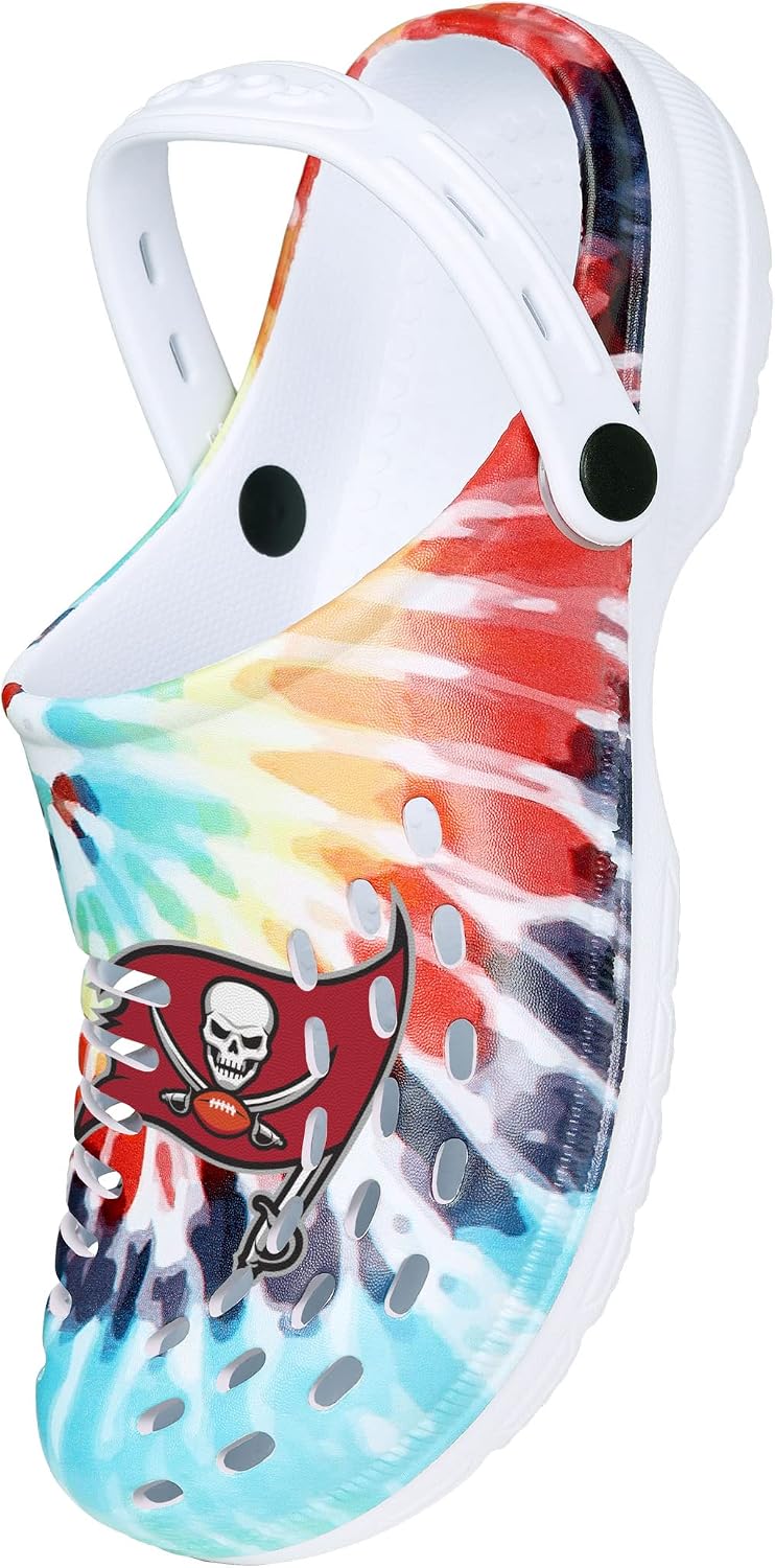 FOCO NFL Womens NFL Team Logo Tie-dye Garden Water Sandals Shoes Slipper Clogs with Strap