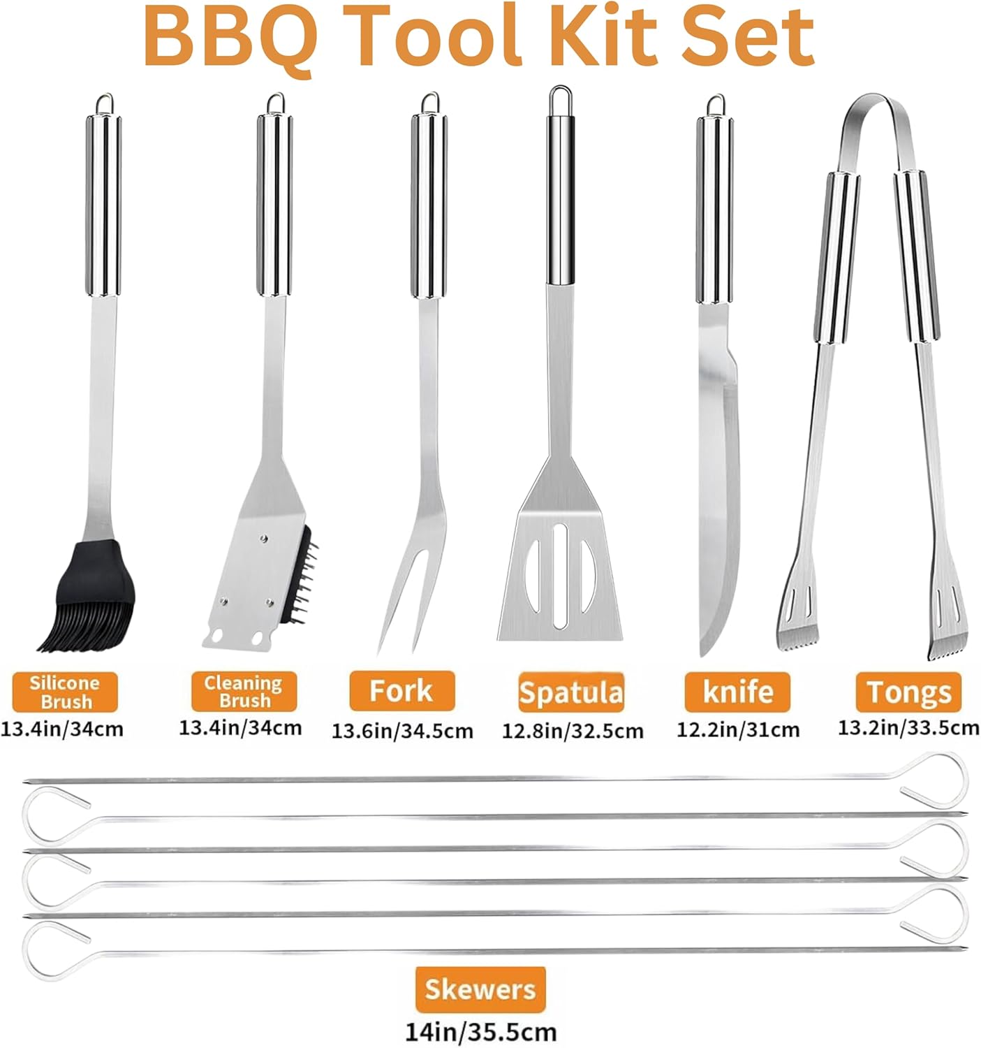 BBQ Tools Grilling Tools Set - 12 Piece Stainless Steel Grilling Utensils with Case - BBQ Set Gifts for Men -Grill Kit for Outdoor Grill