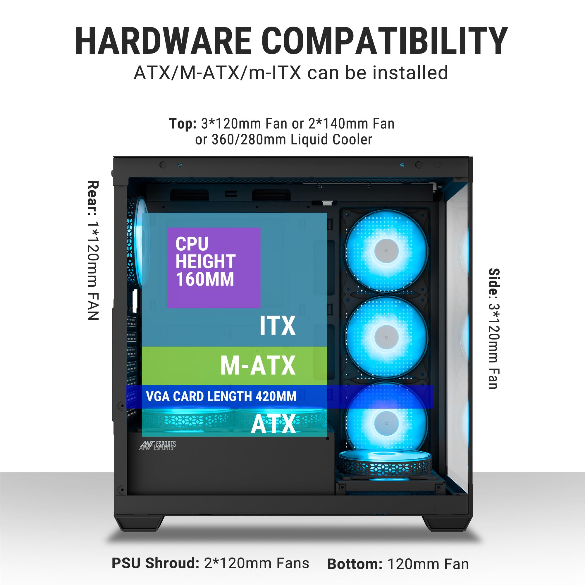 Ant Esports Crystal X7 Gaming Case - Black -6 Ant Esports Crystal X7 Gaming Case - Black -6