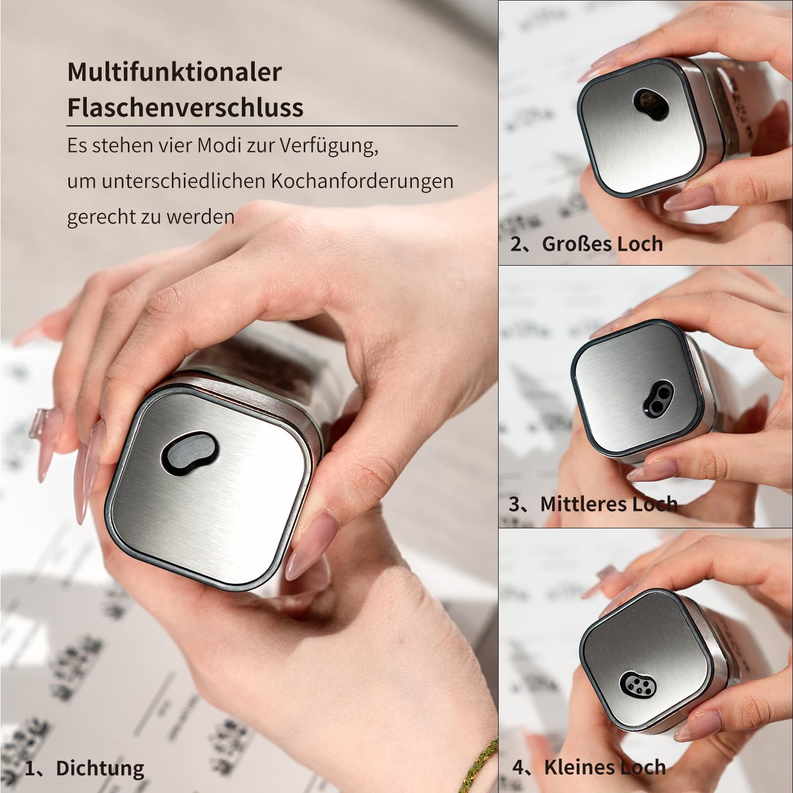 24 Gewürzgläser Eckig,120ML Gewürzdosen Set mit Streueinsatz,Gewürzstreuer mit Drehdeckel-Starke Versiegelung,Edelstahl-Glas Gewürz Organizer inklusive Trichter, Etikett und Stift