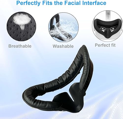 Miniatura 4 de VR Face Pad for Oculus Quest 2, Fitness Facial Interface Bracket, Face Cushion Pad with 2 Replacement Pads,Thumb Stick Caps,Lens Cover,Anti-fogging