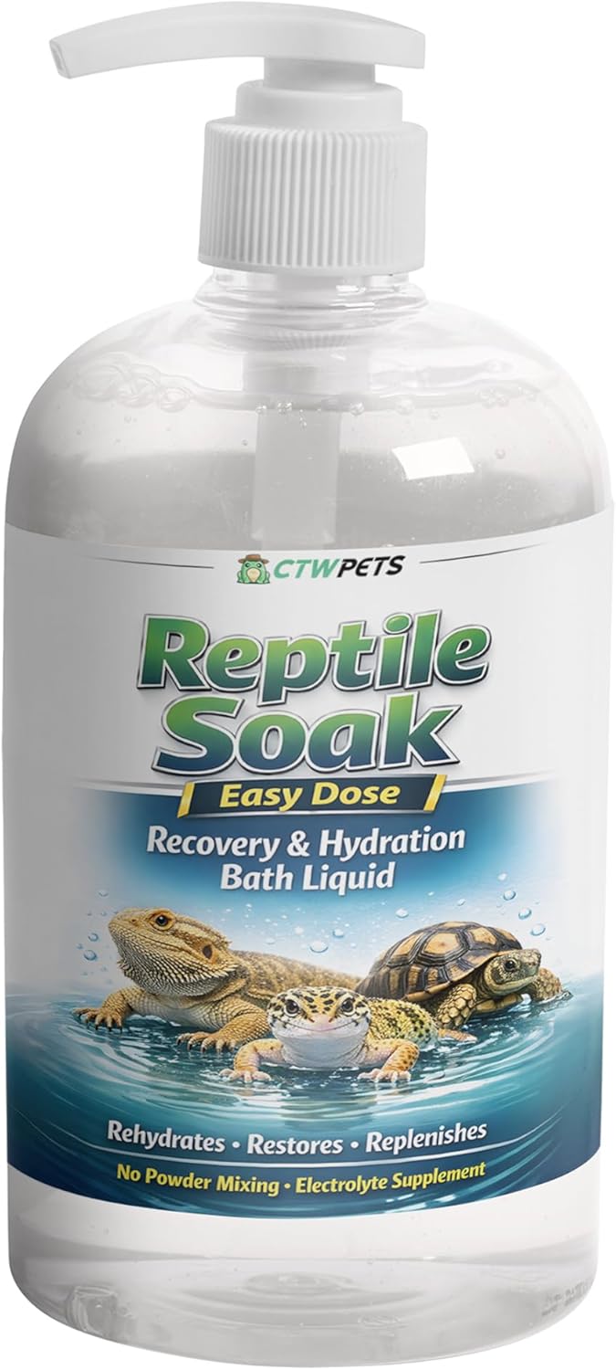 CTWPets Reptile Soak, Electrolyte and Vitamin Bath for Bearded Dragons, Leopard Gecko, Tortoise, Snakes (16oz, Easy Soak)