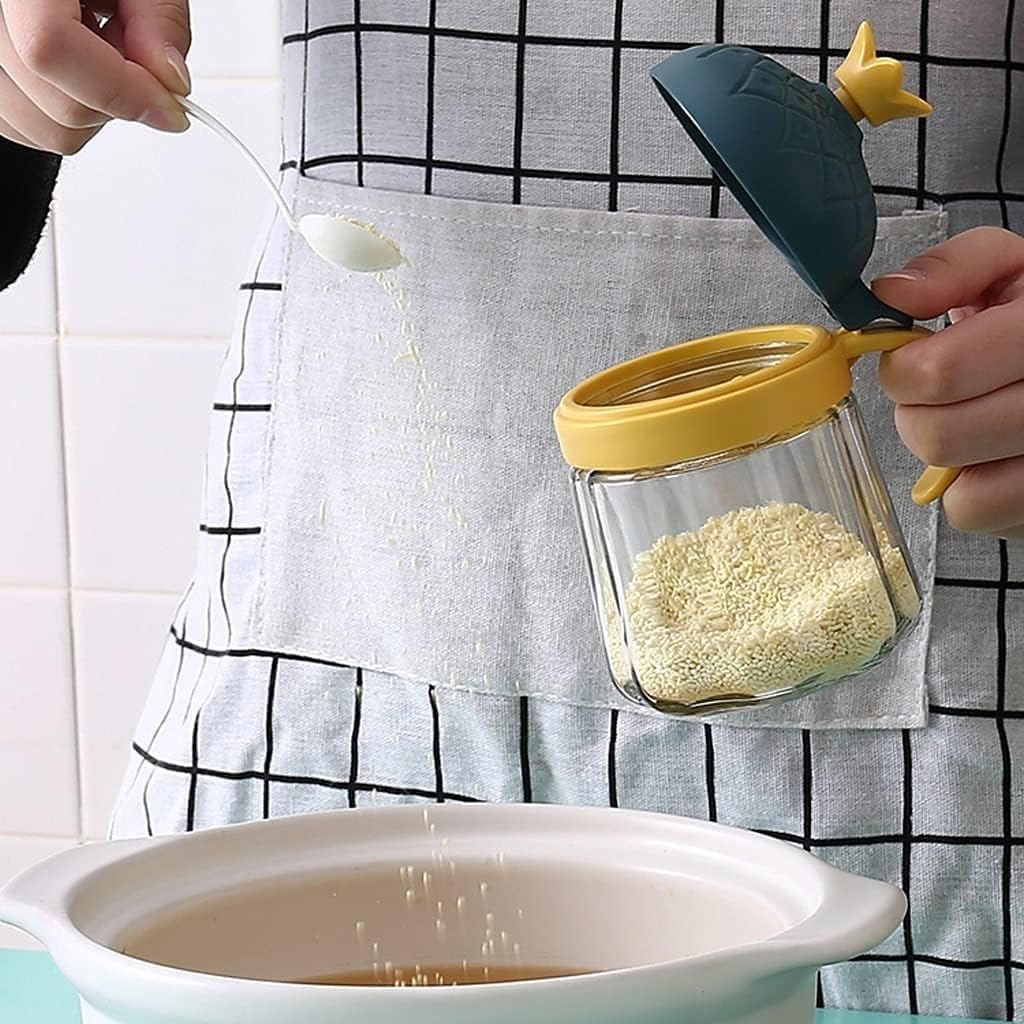 Pots à Épices Assaisonnement Box Set Ensemble De Récipients À Condiments En Verre Avec Couvercle En Plastique, Cuillère Et Plateau, Coffret D'assaisonnement, Bouteille D'assaisonnement Transparente De