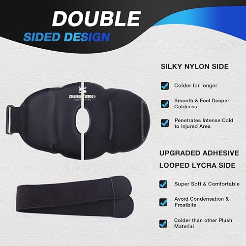Miniatura 3 de DUKUSEEK Envoltura de hielo de rodilla para lesiones reutilizable, envoltura de rodilla de hielo con compresión fría para recuperación de cirugía de