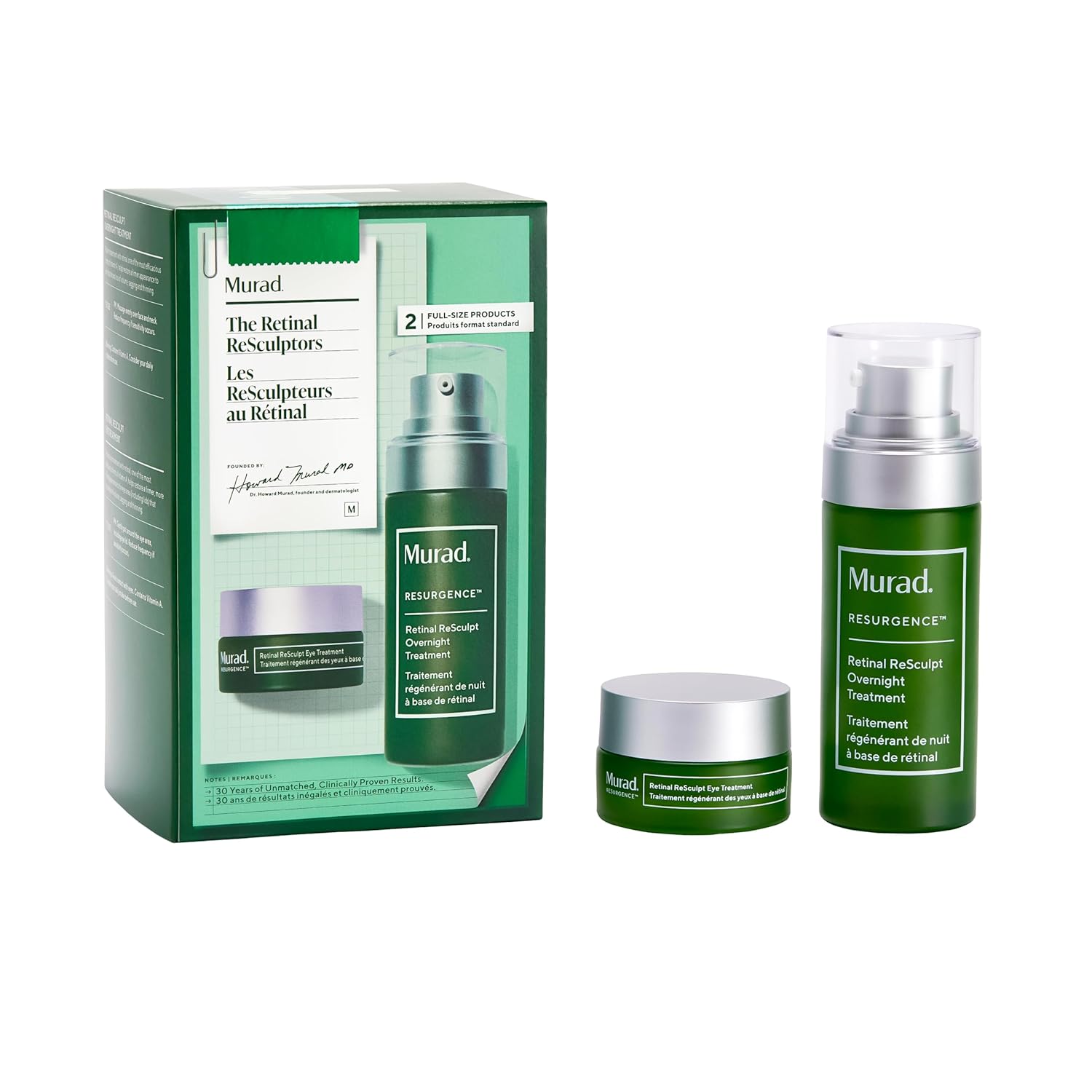 Murad Retinal ReSculptors – 2-Piece Full Size Kit ($197 Value) - Retinal Serum & Eye Cream - 2.5x Vitamin A, Lifts, Firms, Anti-Aging, Encapsulated Retinal, Reduces Wrinkles on Face, Eyes & Neck