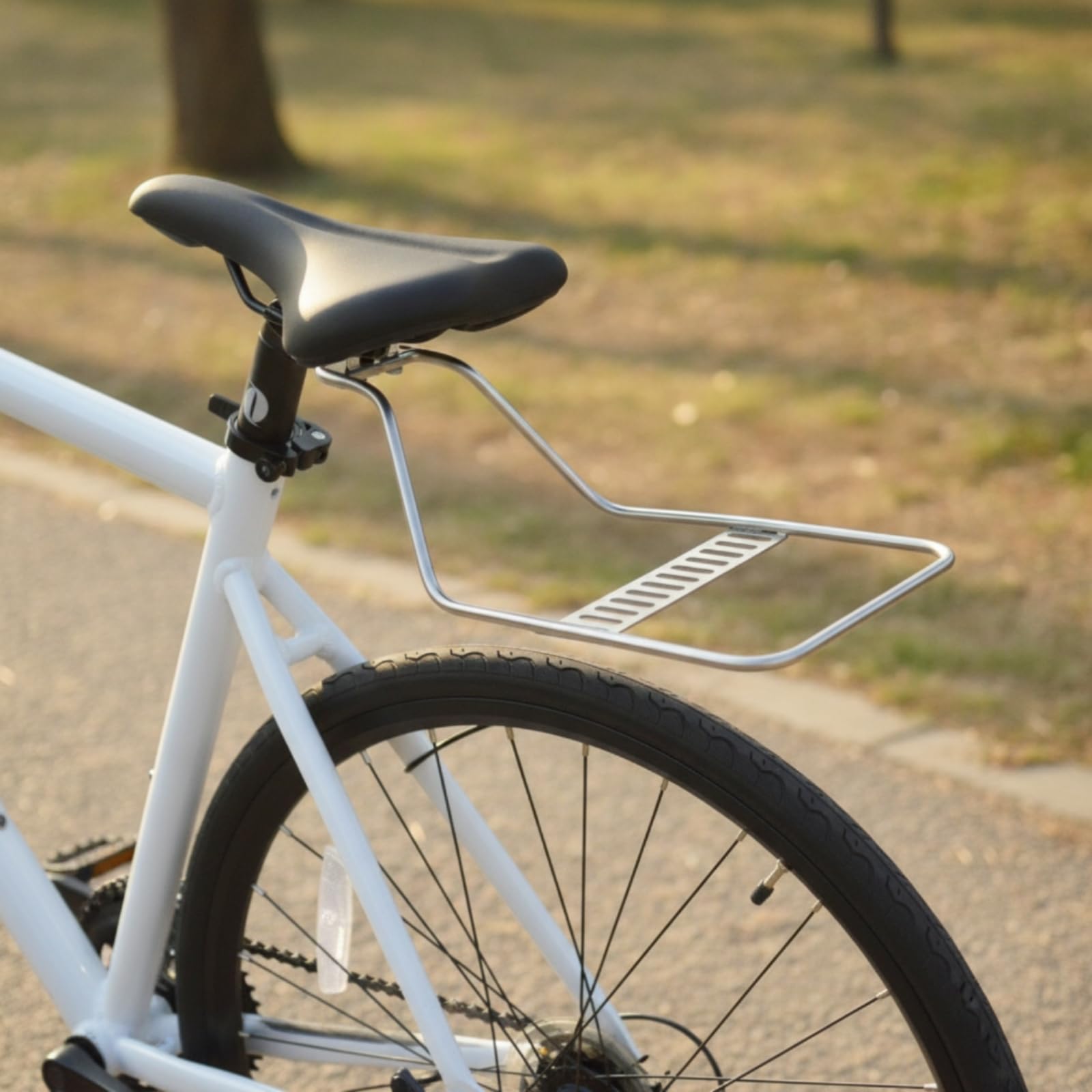 MERIGLARE Porte-Bagages Vélo Arrière INOX Selle Rail Porte Support Porte- Acier Inoxydable 304 Plateforme Stable pour Sacoche 5kg Adapté pour VTT Route Gravel Aventures Plein Air