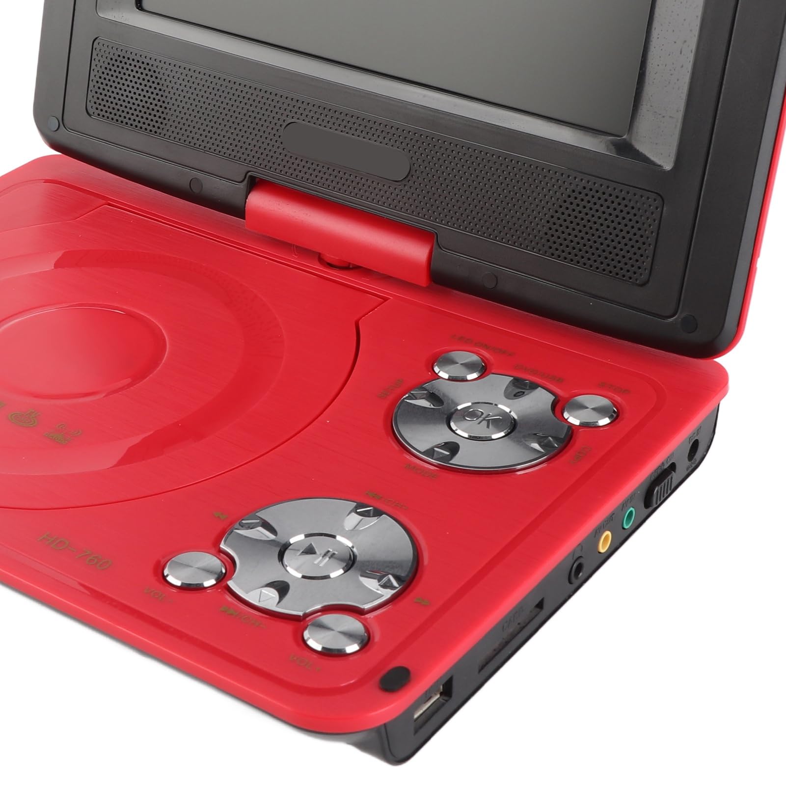 Mini Lecteur DVD Portable de 6,8 '', avec écran Panoramique LCD HD Pivotant à 270 °, Prise en Charge de la Carte USB/SD/Sync TV et de Plusieurs Formats de Disque, pour Les Enfants(Rouge)
