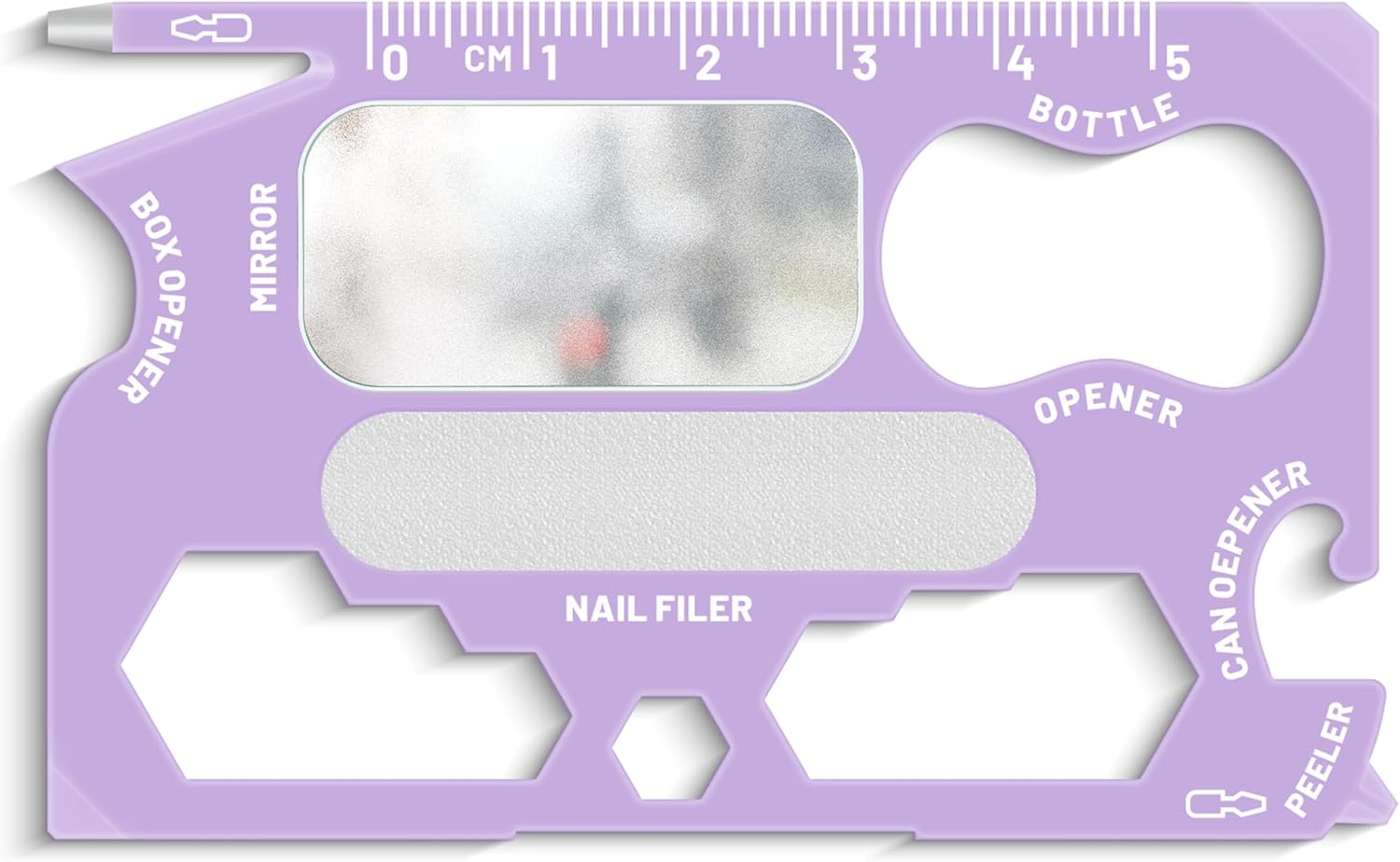 Wallet Ninja Plus: (Eye Mirror + Nail Filer) 21 in 1 Multitool (Lavender)