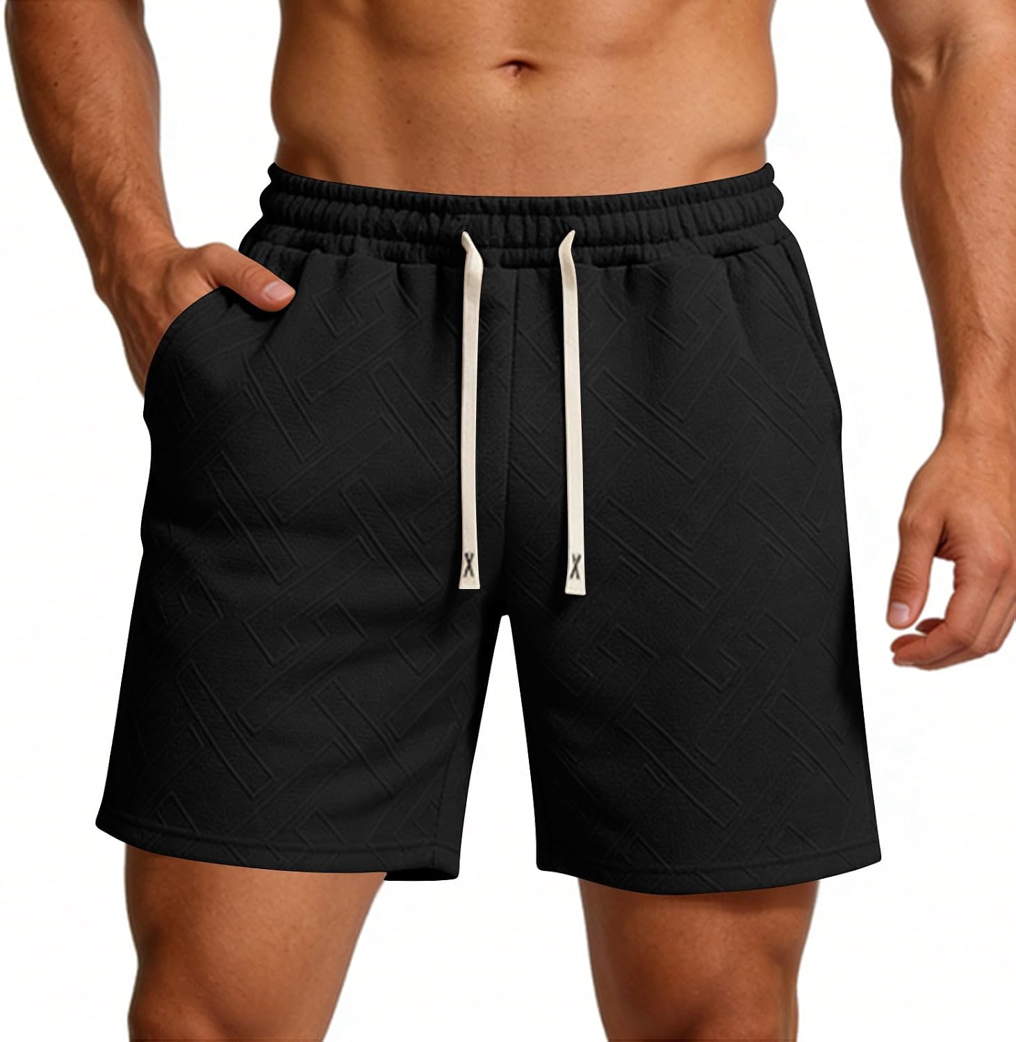 Mens Shorts Casual Summer Beach Lightweight Elastic Waist Shorts Drawstring Running Workout Gym Shorts with Pockets