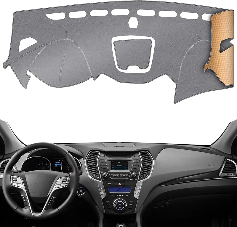 Capa para Painel QUYDDC com Redução de Reflexos, Proteção Solar e Encaixe para Hyundai Santa Fe 2013–2018, Cinza