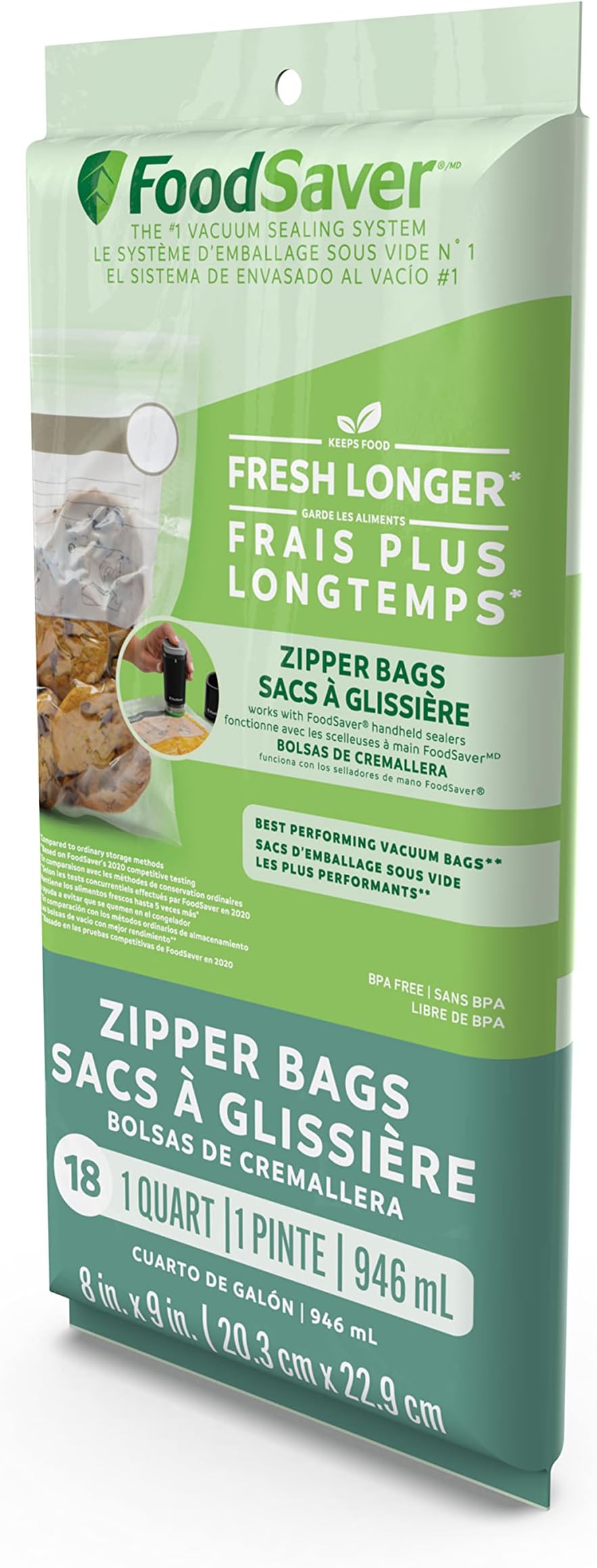 1-Quart BPA-Free Multilayer Construction Vacuum Zipper Bags