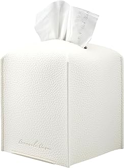Premium PU Leather Tissue Box Holder - Elegant Hotel-Style Tissue Box Cover for Home, Office & Car Décor, Tissues Cube Organizer for a Natural & Classic Look (White)