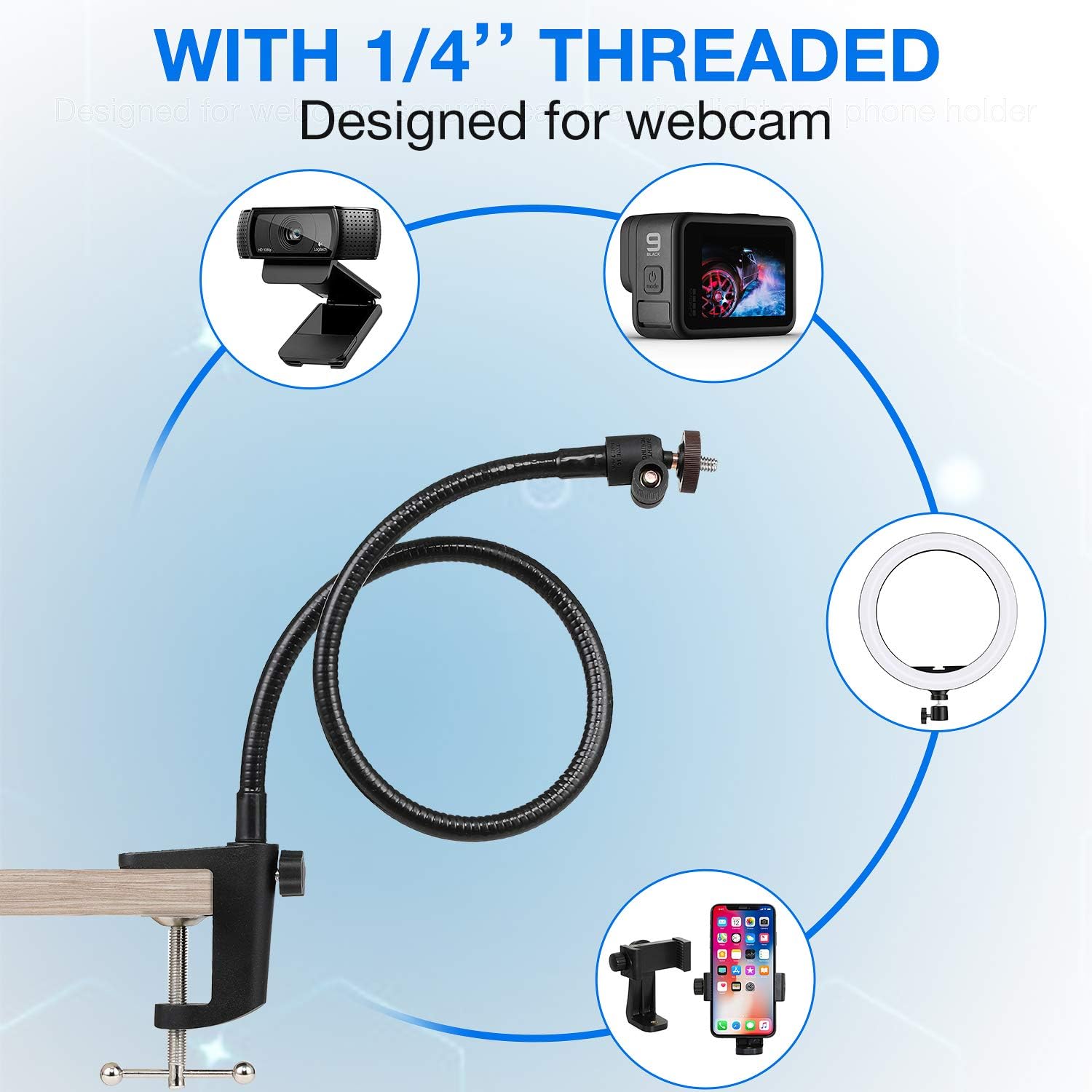 Best Deal Cheap 🛒 FDKOBE Webcam Stand, Gooseneck Stand,Flexible Desk Mount Clamp Holder Stand for Webcam, Enhanced Desk Jaw Clamp for Logitech Webcam C920,C922,C922x,C930,C615,C925e,Brio 4K Best Cyber Monday 🔥 FDKOBE Webcam Stand, Gooseneck Stand,Flexible Desk Mount Clamp Holder Stand for Webcam, Enhanced Desk Jaw Clamp for Logitech Webcam C920,C922,C922x,C930,C615,C925e,Brio 4K