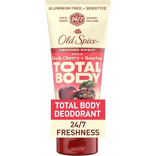 Old Spice Whole Body Deodorant for Men, Total Body Deodorant, Black Cherry + Bourbon Scent, Aluminum Free Deodorant Cream for 24/7 Freshness // Dermatologist Tested Whole Body Deodorant, 3.0 oz