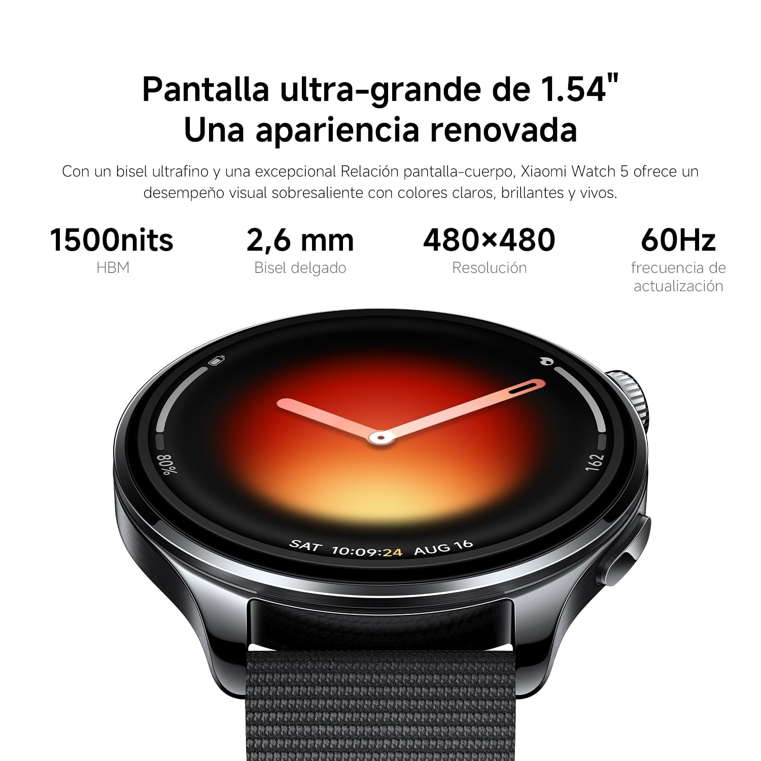 XIAOMI Watch 5 Smartwatch 47 mm, Google Wear OS, pagos NFC, AI con Gemini, Pantalla de 1,54”, hasta 6 días de autonomía, GPS y Seguimiento Fitness, Bluetooth, Solo para Android, Verde