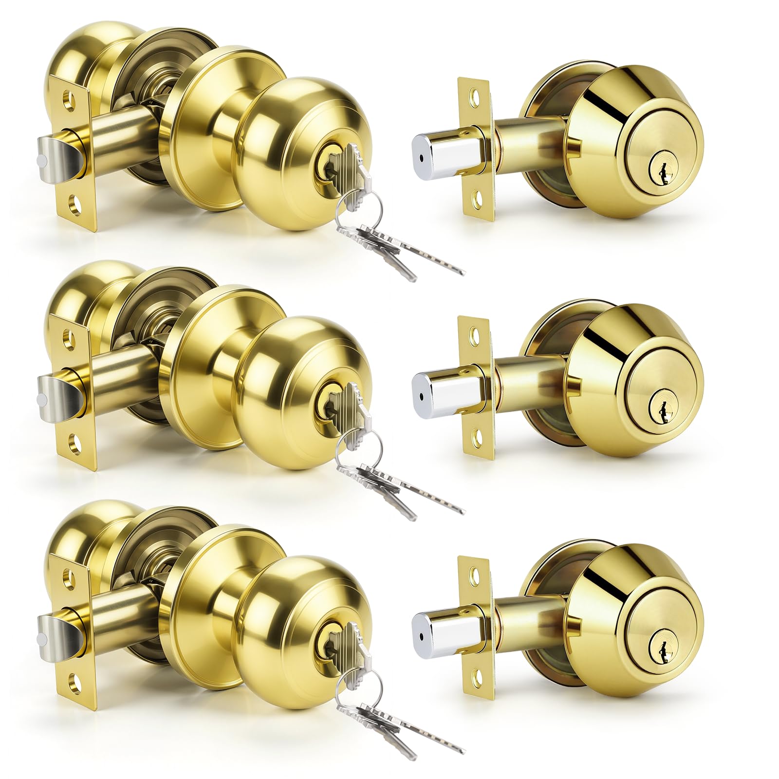 KNOBWELL Matte Black Door Knobs - Keyed Entry Set -30