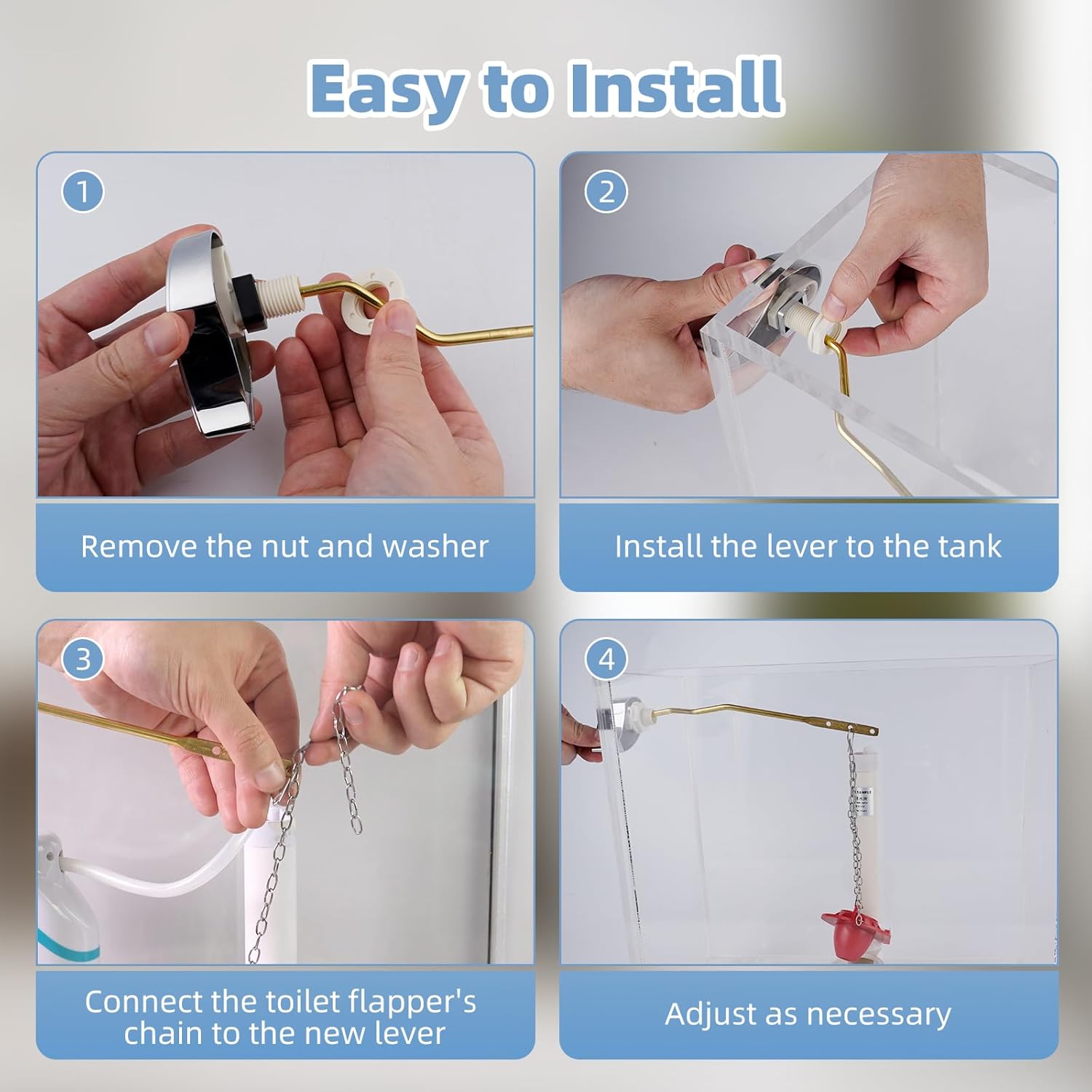 Hibbent 2 Pack Large 3-Inch Toilet Flapper with Toilet Handle Replacement Compatible with TOTO THU068#CP Trip Lvr