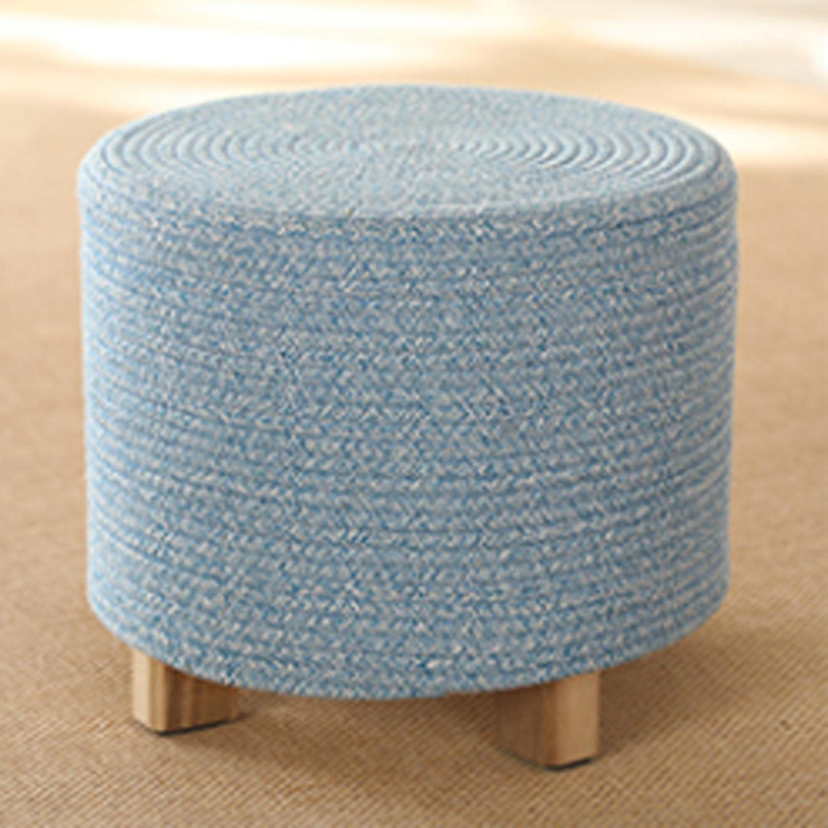 LMMIAOZ Cotton Thread Round Foot Stool for Living Room and Bedroom Blue Gray 36x31cm