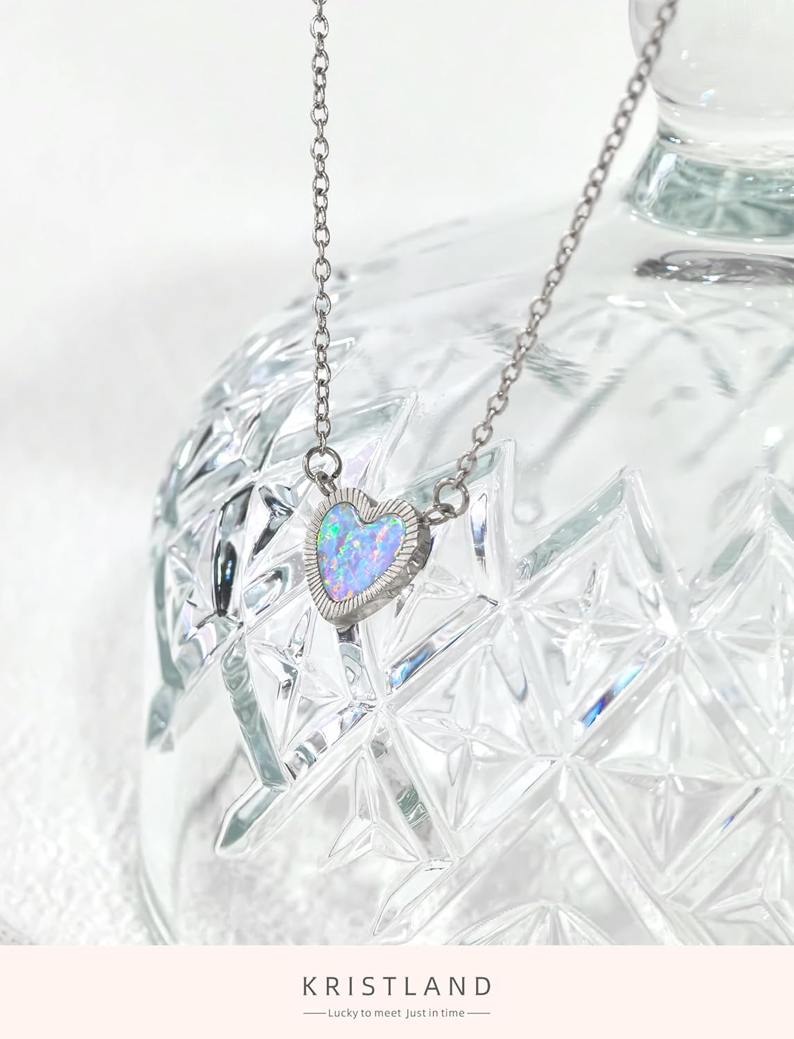 Dainty 18k Gold Plated Heart Opal Necklace for Women Chain Adjustable Long - Image 5