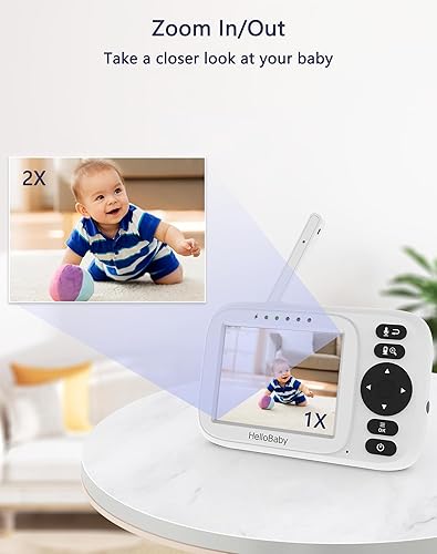 Miniatura 6 de HelloBaby Monitor de bebé con 2 cámaras, pantalla de 3.2 pulgadas, visión nocturna, conversación bidireccional, modo de audio VOXECO, sin monitoreo