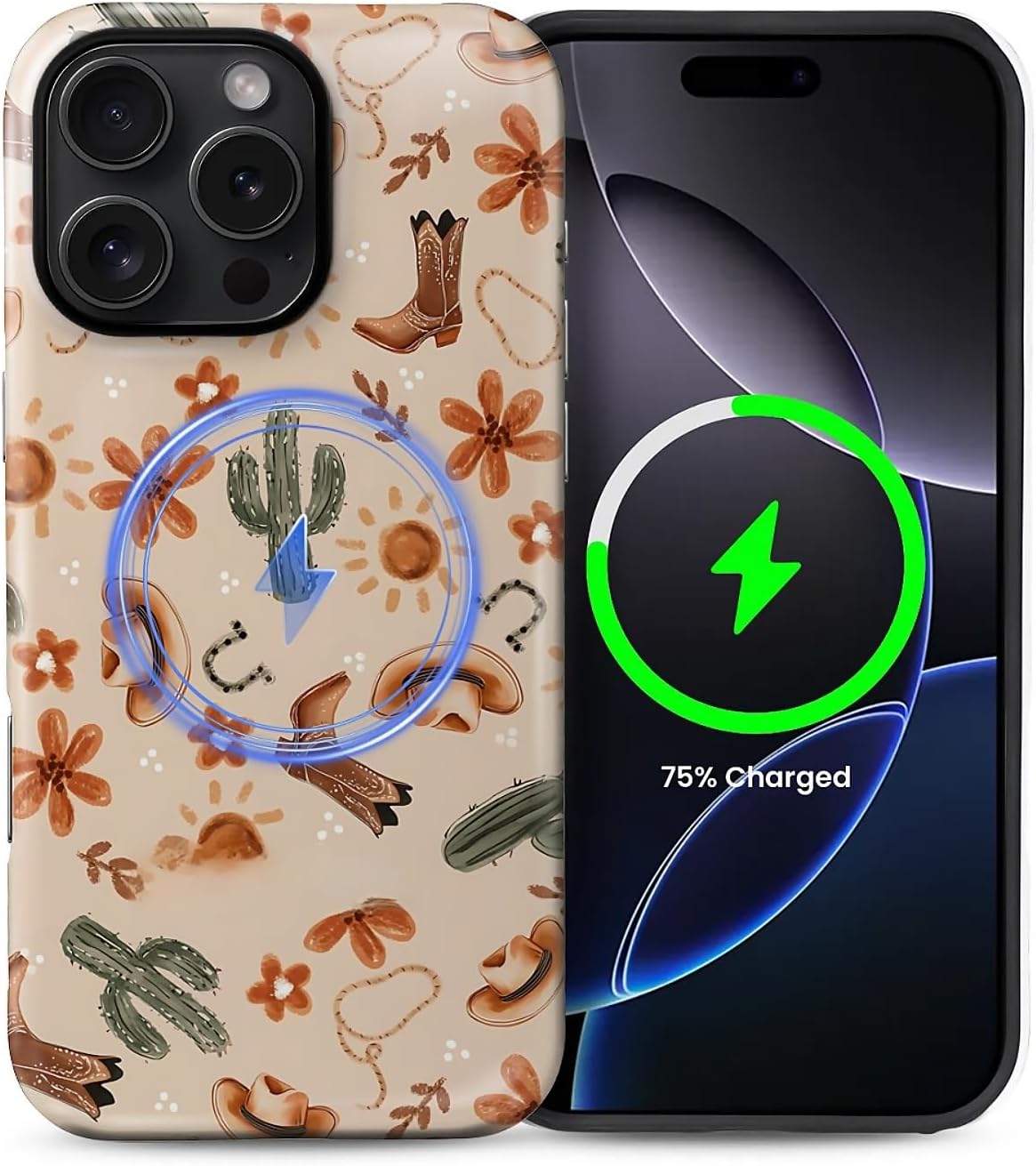 Case for iPhone 16 Pro Max [Compatible with MagSafe], Matte Soft Silicone + Hard PC Anti-Scratch Shockproof Protective 2-in-1 Case for Women Girls - Western Cowboy Desert - Image 7