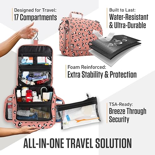 Vista 47 de VENTURE 4TH Neceser de viaje colgante para mujeres y hombres, organizador de viaje con compartimentos expandibles y bolsa transparente extraíble