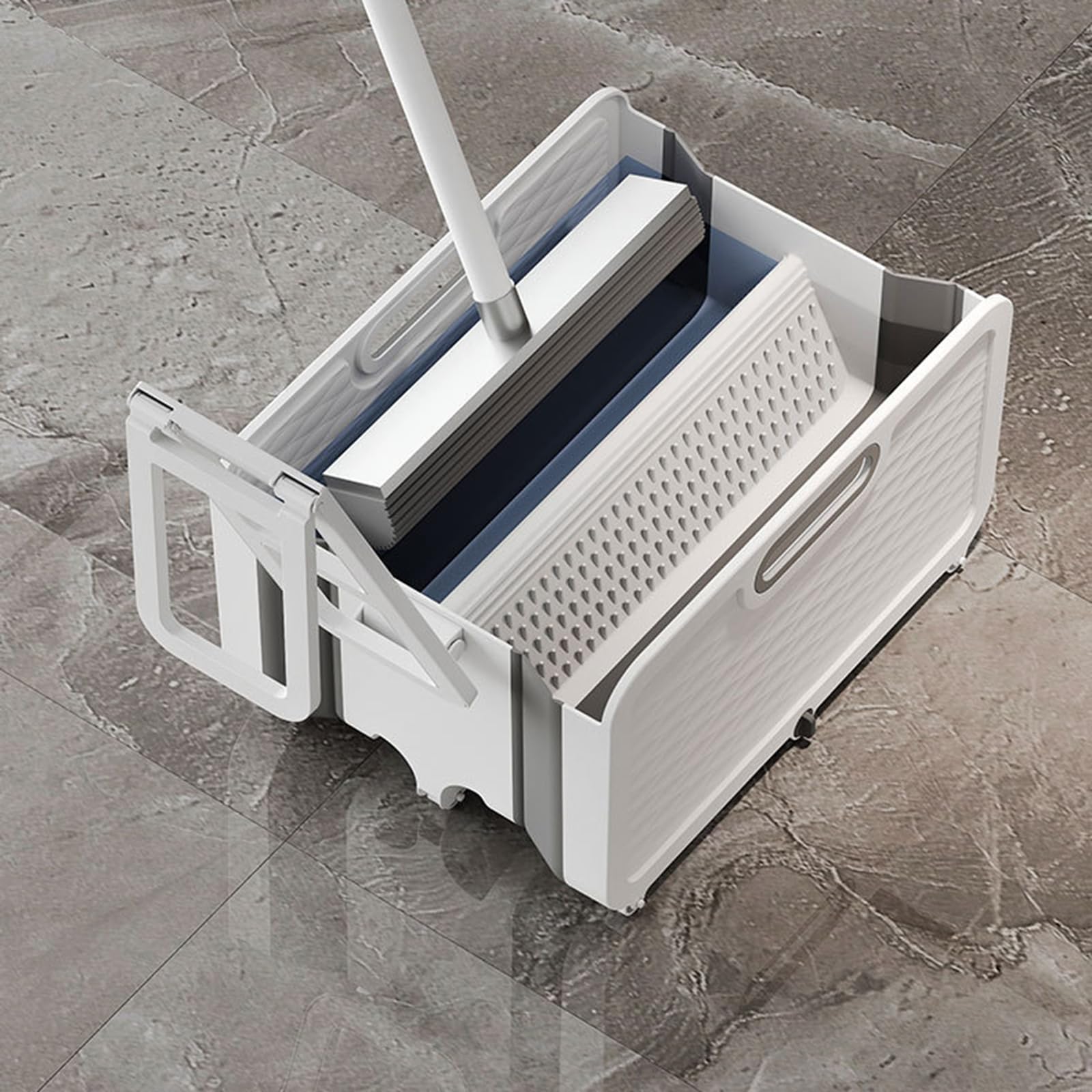 Cubo de fregona con polea, separación de suciedad de fregona multifuncional, agua de limpieza plegable, ahorro de espacio