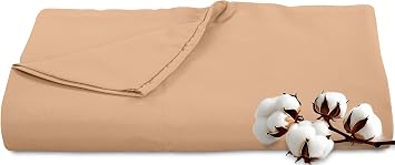 Royale Linens 300 Thread Count 100% Long Staple Combed Cotton Flat Sheet - Super Soft - Top Sheets - King Flat Sheet Sold Separately - Breathable, Cool & Crisp Percale Sheets Only King, Sand