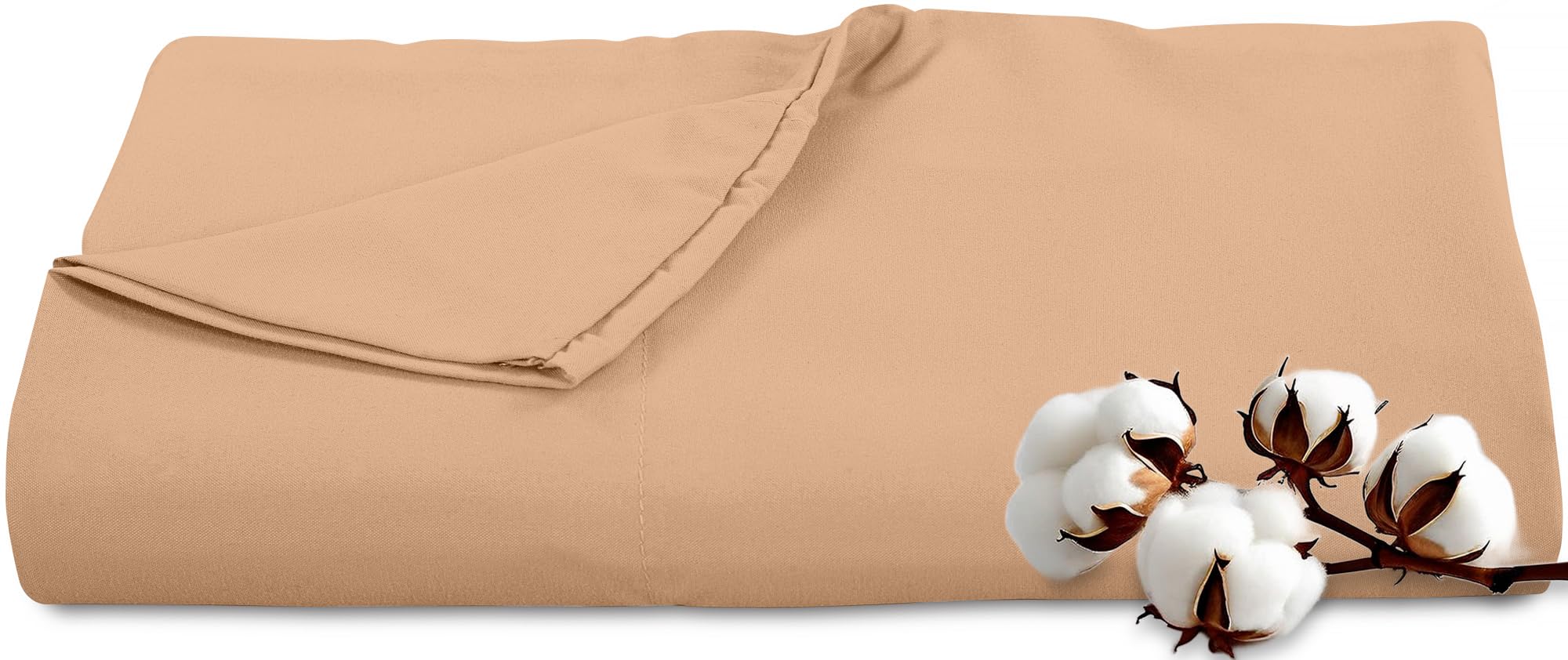 Royale Linens 300 Thread Count 100% Long Staple Combed Cotton Flat Sheet - Super Soft - Top Sheets - King Flat Sheet Sold Separately - Breathable, Cool & Crisp Percale Sheets Only (King, Sand)