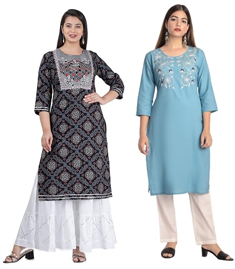 Buy Bae's Wardrobe Rayon Straight Kurti 