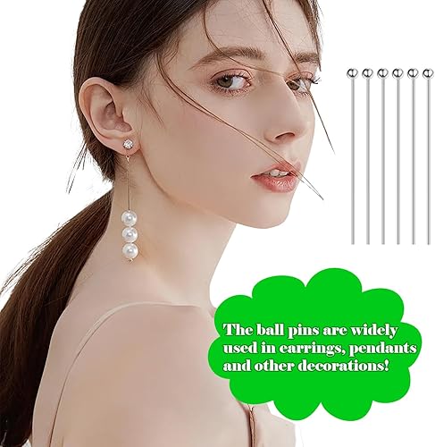 Vista 11 de 500 alfileres de cabeza plana para hacer joyas, de acero inoxidable, longitud de 0.98 pulgadas/0.984 in, horquillas planas para manualidades, aretes