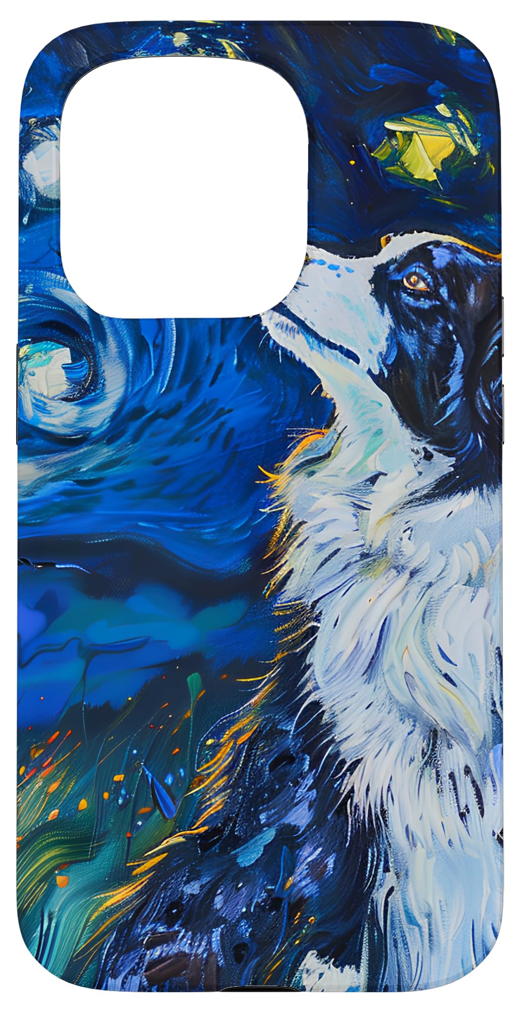 Border Collie Oil painting Night Design Case for iPhone 15 Pro