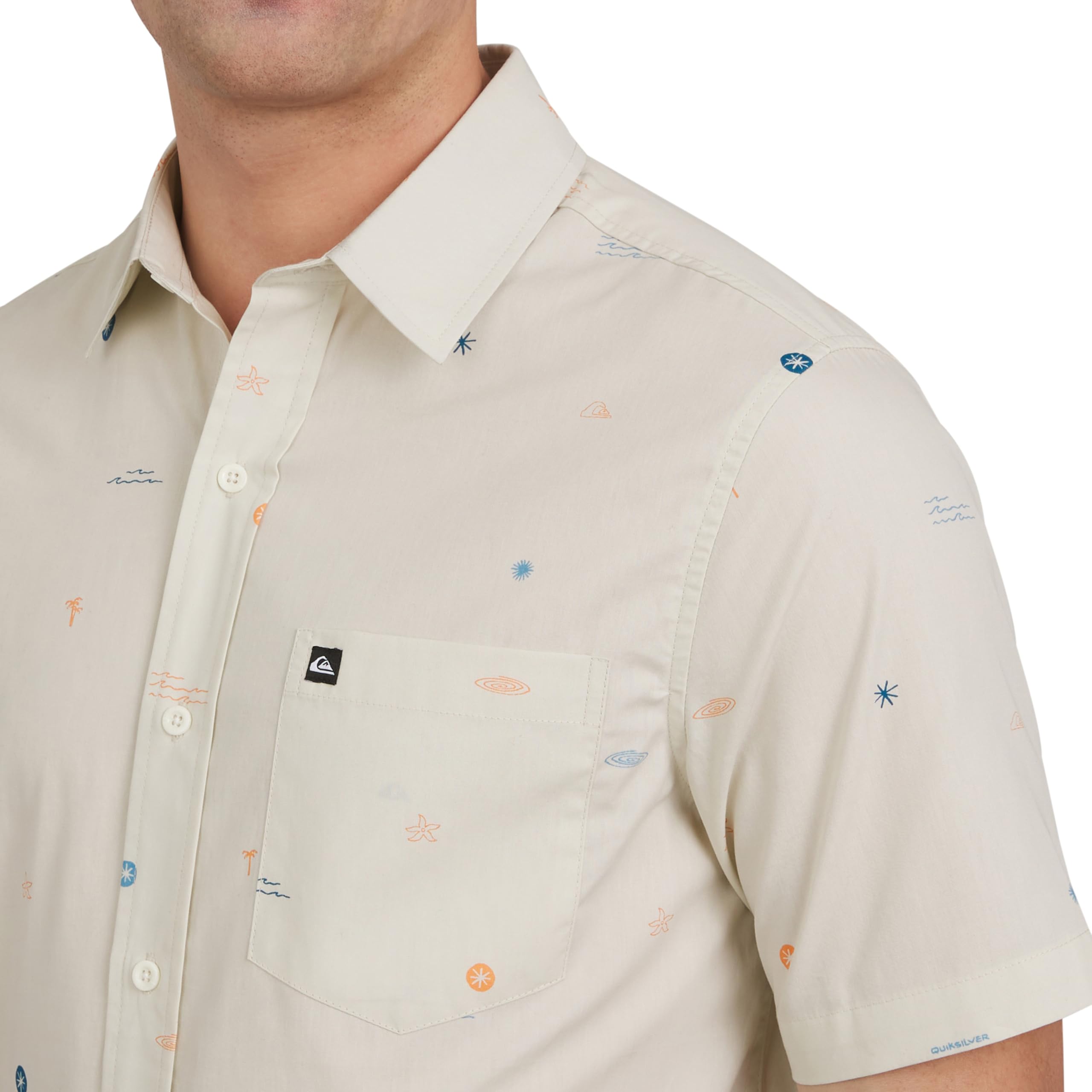 Quiksilver Premium Soft Cotton Short Sleeve Button Down Woven Shirt Camicia in Tessuto Uomo (Pacco da 1)