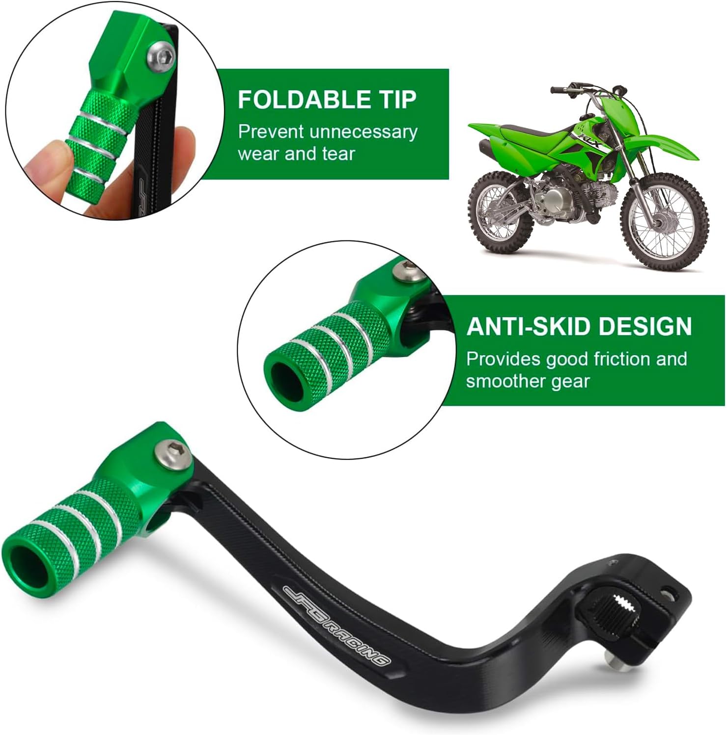 Shifter Gear Folding Shift Lever for Kawasaki KLX110 2010-2024 & KLX110L 2010-2026 Dirt Pit Bike | Replaces OEM Part 13156-0144