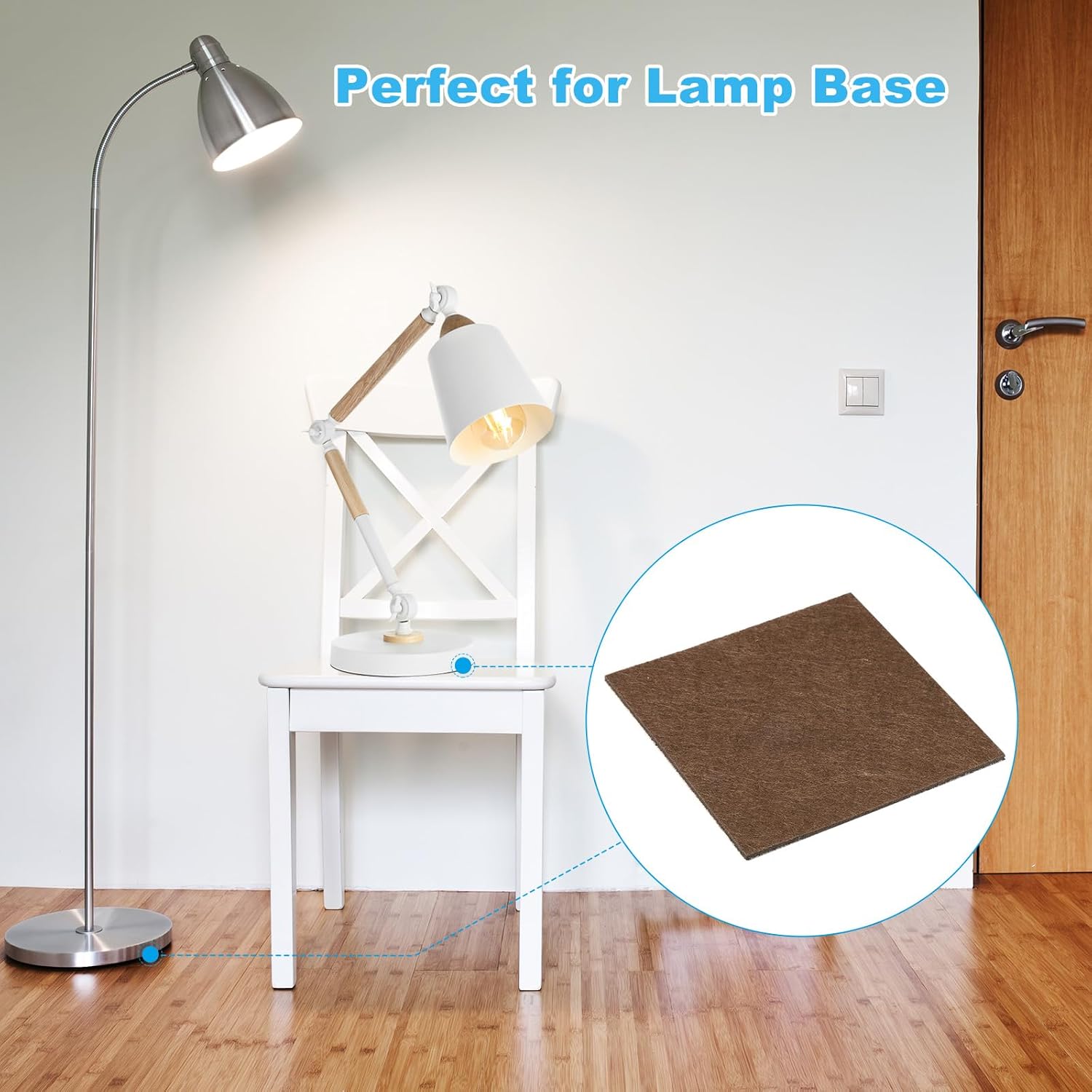 4x4 Inch Lamp Base Felt, 5Pack 2mm Thickness Square Felt Furniture Pad Soft Adhesive Non-Slip Anti-Scratch Backed Felt for Lamp Furniture DIY Craft, Coffee