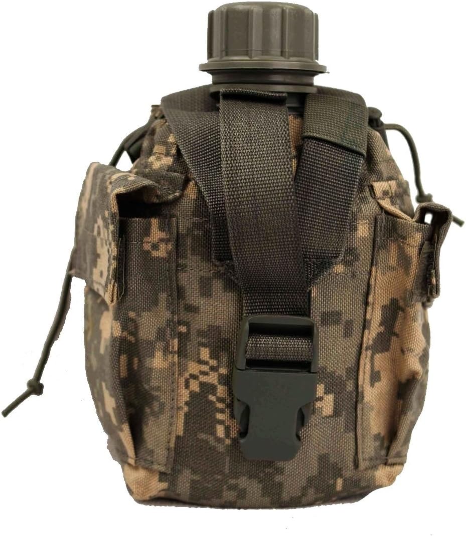 Genuine Issue Military MOLLE Canteen Cover/Utility Pouch with Canteen (ACU Digital Camo-Foilage)