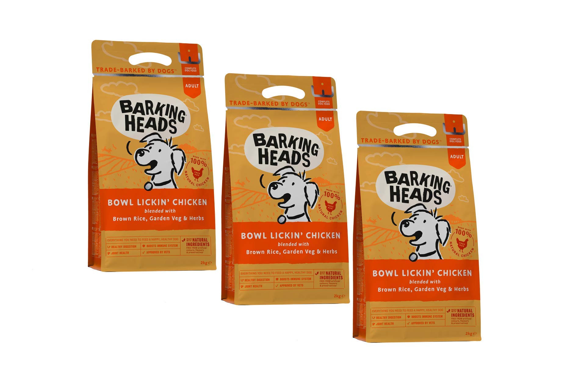 Barking Heads Dry Dog Food - Bowl Lickin' Chicken - 100% Natural Chicken with No Artificial Flavours, Good for Healthy Digestion and Joint Health (3 x 2 kg)