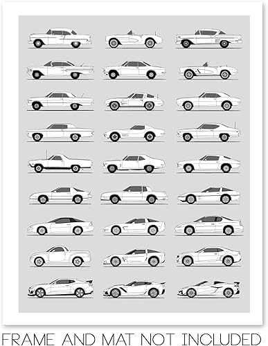 Miniatura 2 de Handmade Poster compatible with Chevy Print Wall Art Handmade Decor of the Best of Chevy Generations History Evolution 8x10" (Unframed) Satin Print