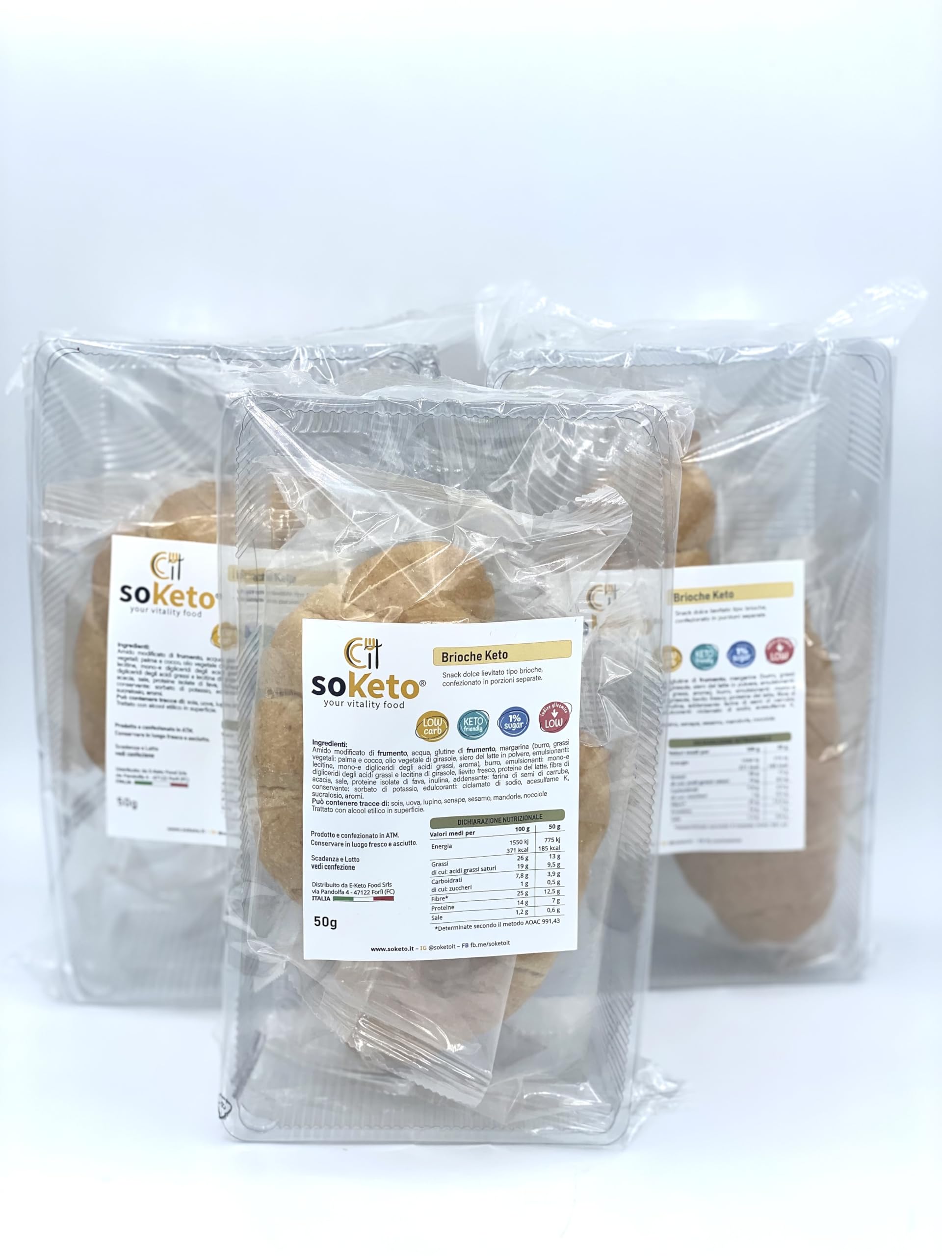 SOKETO Croissant Brioche Keto Croissant SoKeto (12 × 50gr) con solo 4g de carbohidratos SIN azúcares - También apto para diabéticos (IG<2), personas mayores, adultos y niños,
