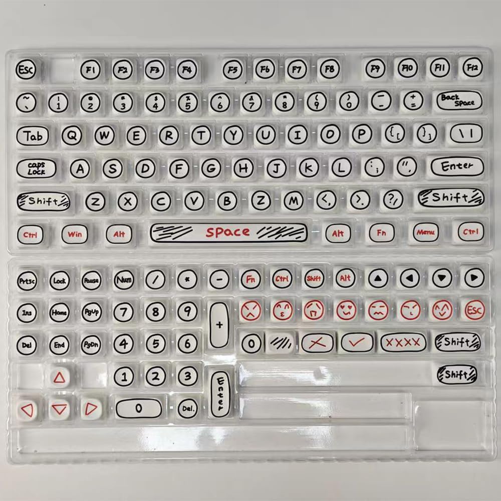 PBT Keycaps 127 Keys Cute Graffiti Keycaps Set, Dye-Sublimation Key Caps for Cherry Gateron MX Switches Mechanical Keyboard (MOA Proflie)